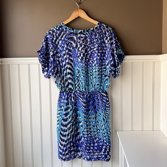 CHARLIE JADE Blue Silk Sheer Pop Over Swim Cover Up Size Small - Picture 10 of 11